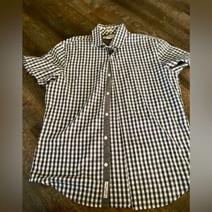 Penguin Shirt White/Grey Plaid Button Up Short Sleeves Heritage slim Fit